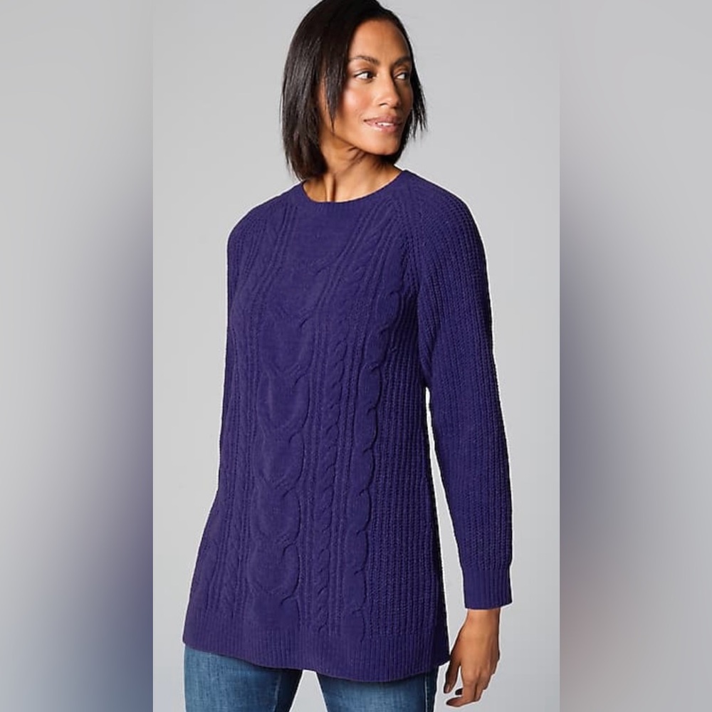 J.Jill Chenille Cabled Tunic Purple Size M NWOT